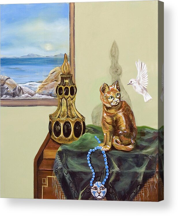 Susan Culver Still Life Paintings Acrylic Print featuring the painting The cat's meow by Susan Culver