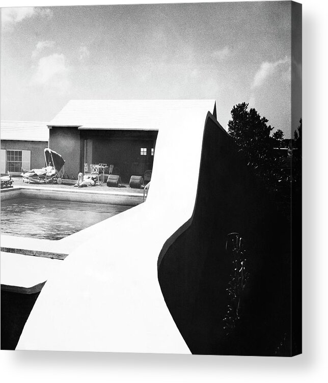 Accessories Acrylic Print featuring the photograph The Swimming Pool Of Robert Bacon Junior's Home by Horst P. Horst