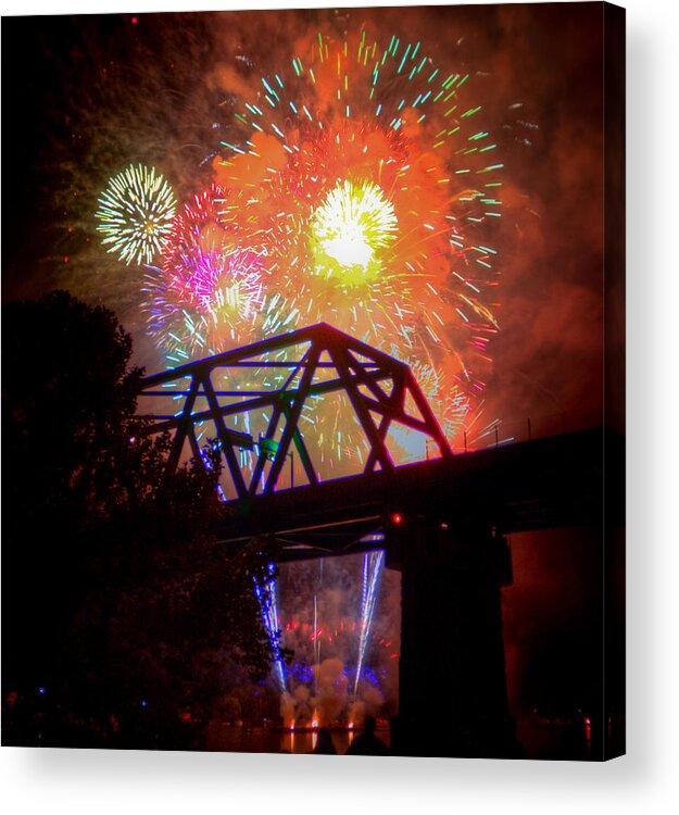 Marietta Acrylic Print featuring the photograph Vibrant Fireworks by Jonny D