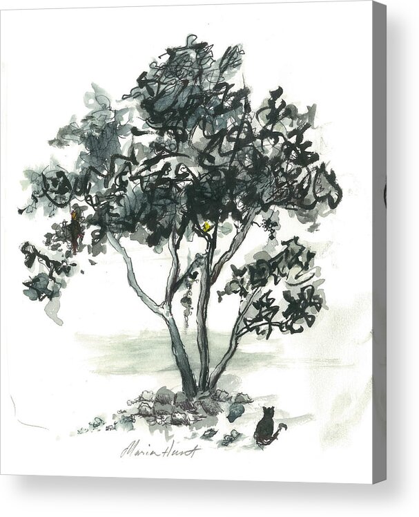 Tree Acrylic Print featuring the painting Studying the Menu by Maria Hunt