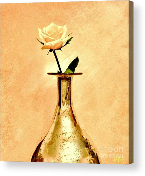 Photo Acrylic Print featuring the photograph Yellow Rose on Gold by Marsha Heiken