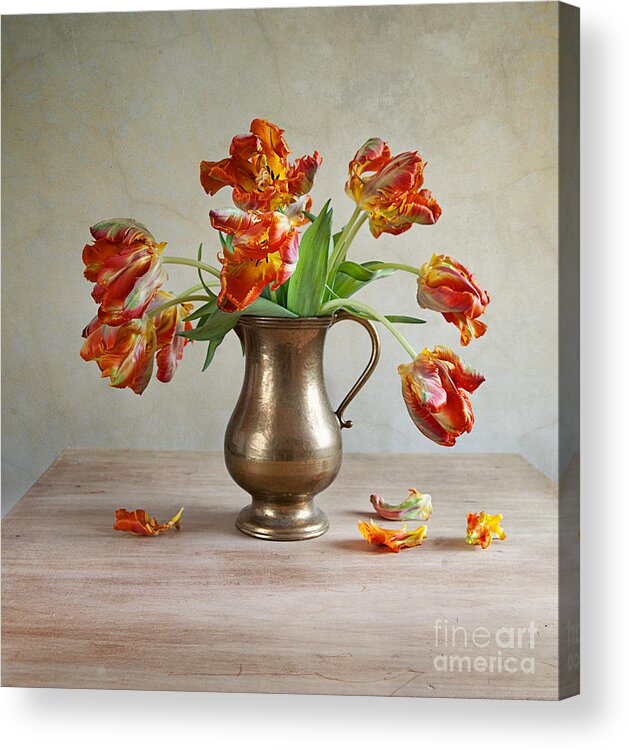 Petals Acrylic Print featuring the photograph Still Life with Tulips #1 by Nailia Schwarz