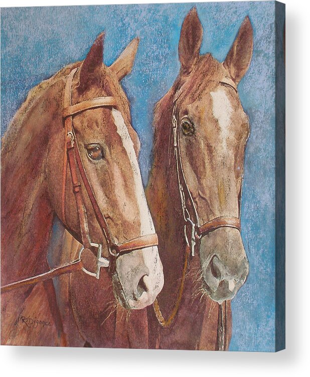 Horse Acrylic Print featuring the painting Chestnut Pals by Richard James Digance