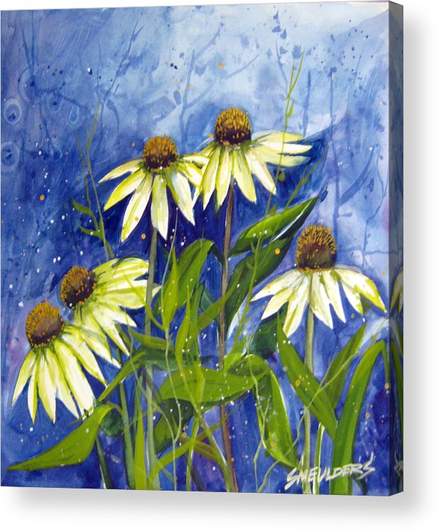 Wild Flowers Acrylic Print featuring the painting End of summer by John Smeulders