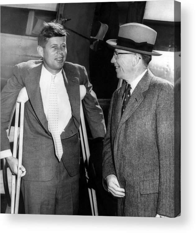 Airport Acrylic Print featuring the photograph Senator John F. Kennedy, On Crutches by Everett