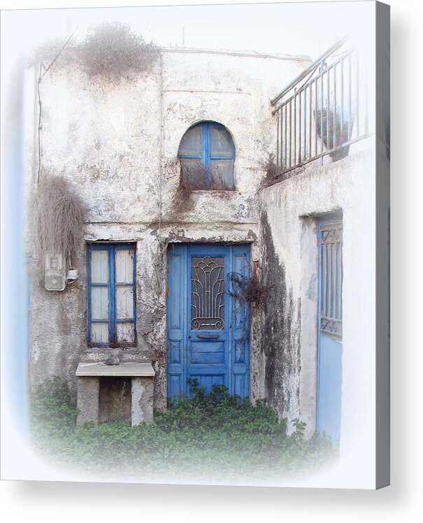 Santorini Acrylic Print featuring the photograph Weathered Greek Building by Carla Parris