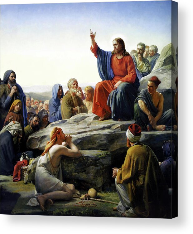 Sermon On The Mount Acrylic Print featuring the painting Sermon on the Mount #2 by Carl Bloch