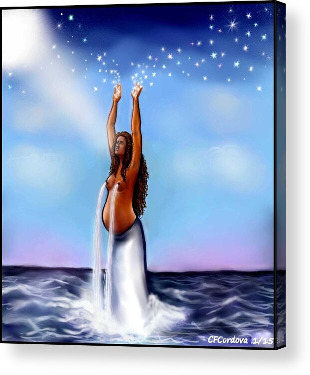 Yemaya Acrylic Print featuring the digital art Yemaya - Mother Goddess by Carmen Cordova