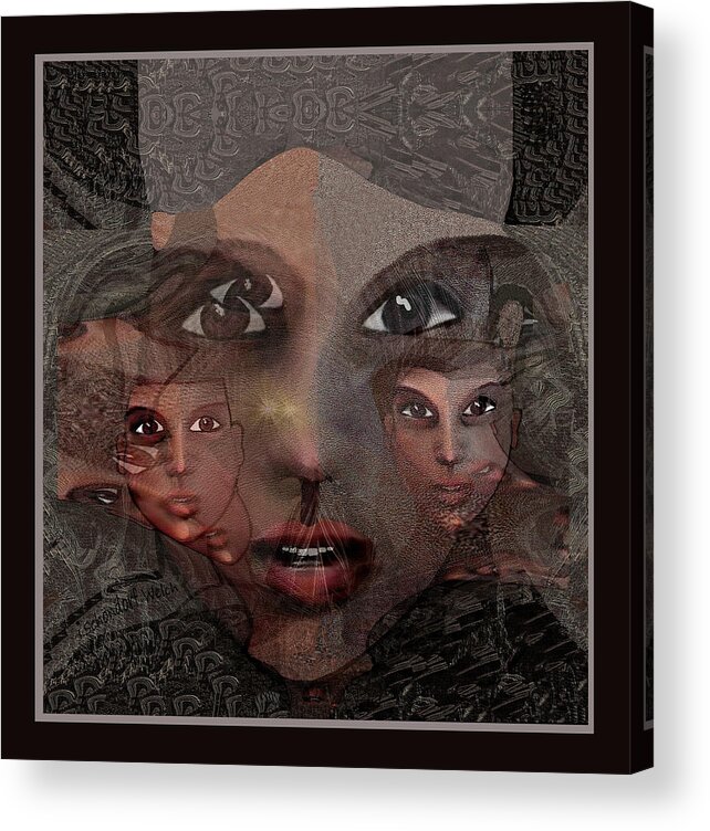 2327 Portrait Fractal 2017 Acrylic Print featuring the digital art 2327- Portrait fractal 2017 by Irmgard Schoendorf Welch
