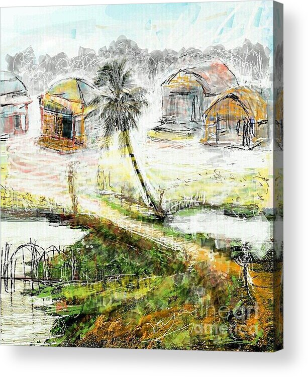 Landscape Acrylic Print featuring the digital art A nice piece of land by Subrata Bose