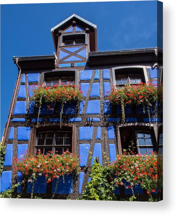 Alsace Acrylic Print featuring the photograph Ancient Alsace Auberge in Blue by Gary Karlsen
