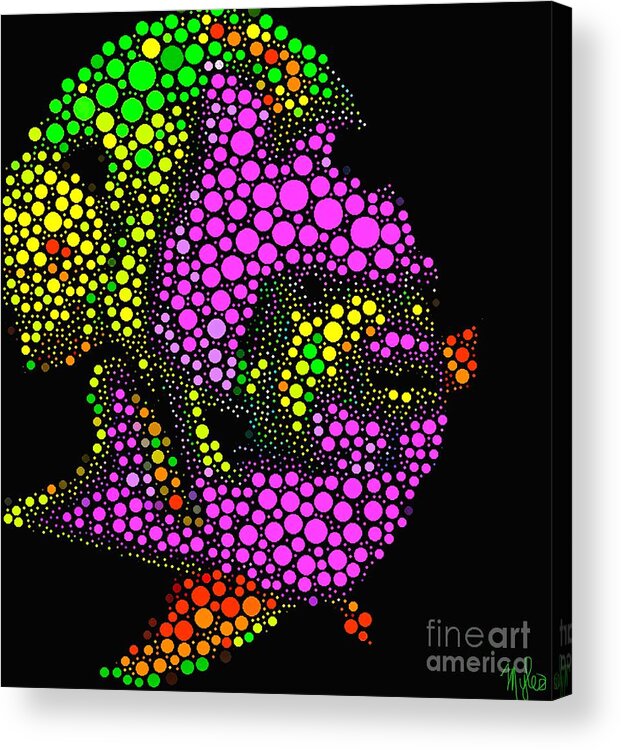 Angel Fish Acrylic Print featuring the painting Angel Fish Abstract Circles and Stars by Saundra Myles