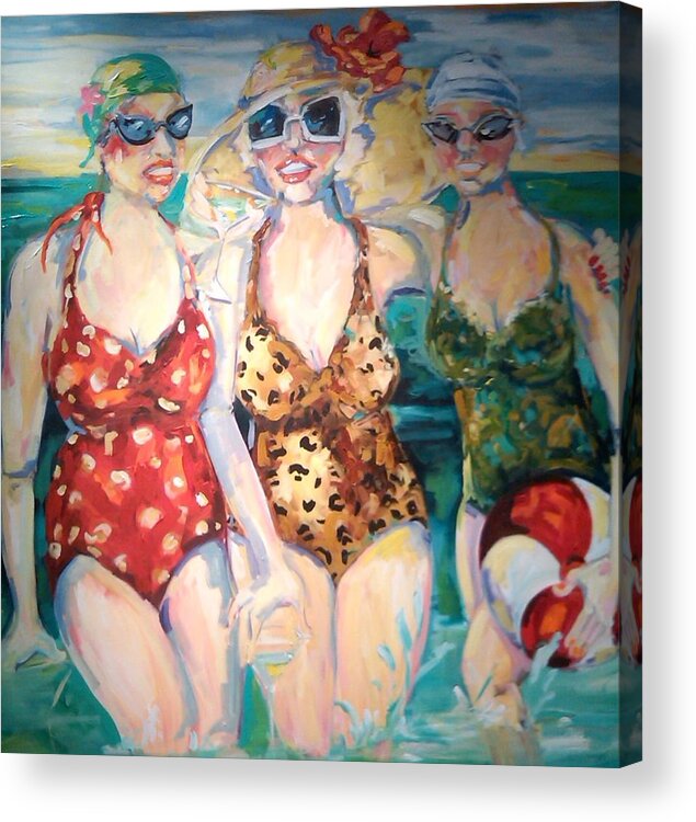 Figure Acrylic Print featuring the painting Bathing beauties by Heather Roddy
