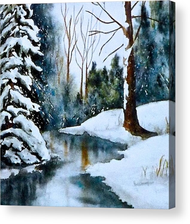Watercolor Acrylic Print featuring the painting December Beauty by Carolyn Rosenberger