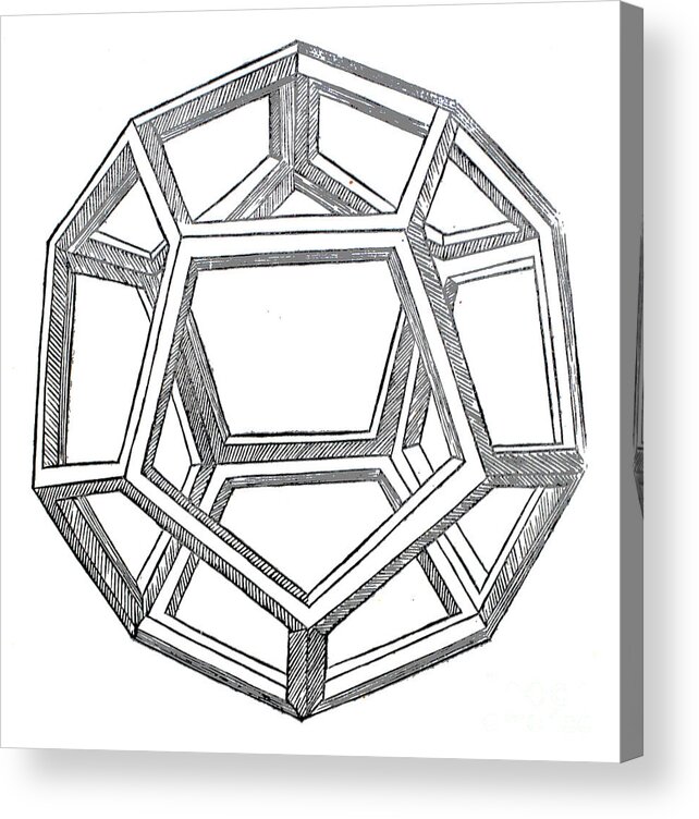 Leonardo Da Vinci Acrylic Print featuring the drawing Dodecahedron by Da Vinci by Leonardo da Vinci