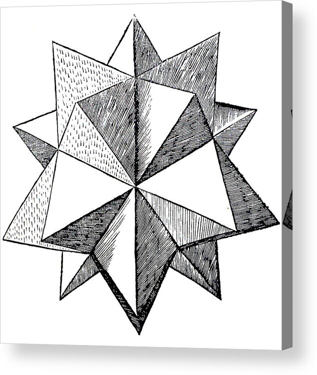 Star Acrylic Print featuring the drawing Elevated solid icosahedron by Leonardo da Vinci
