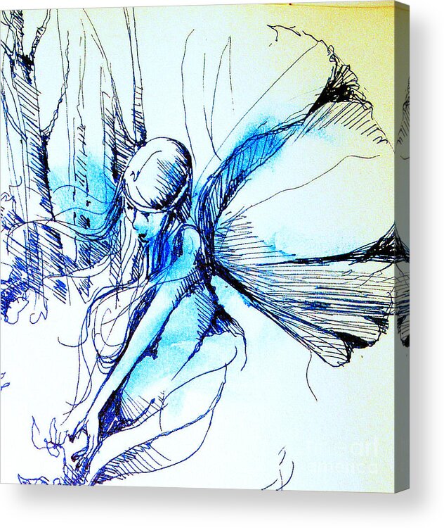 Fairy Acrylic Print featuring the drawing Fairy Doodles by Linda Shackelford