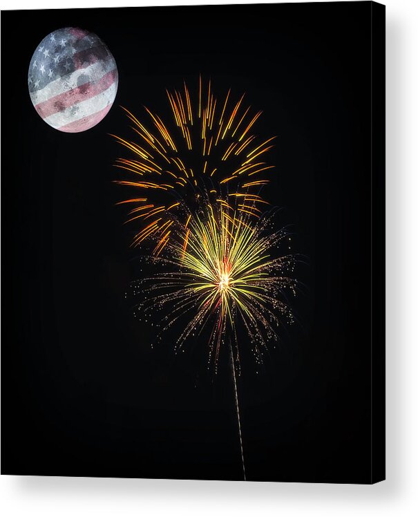 Fireworks Acrylic Print featuring the photograph Freedom Moon by David Palmer