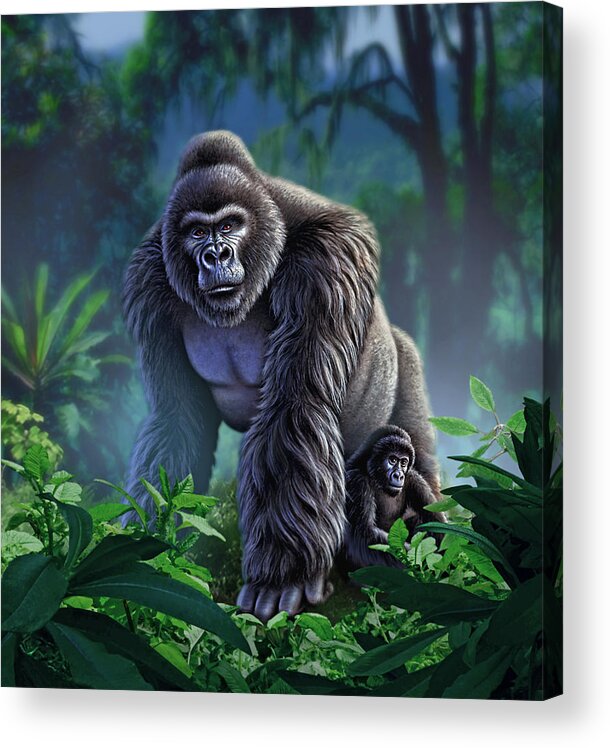 Gorilla Acrylic Print featuring the painting Guardian by Jerry LoFaro