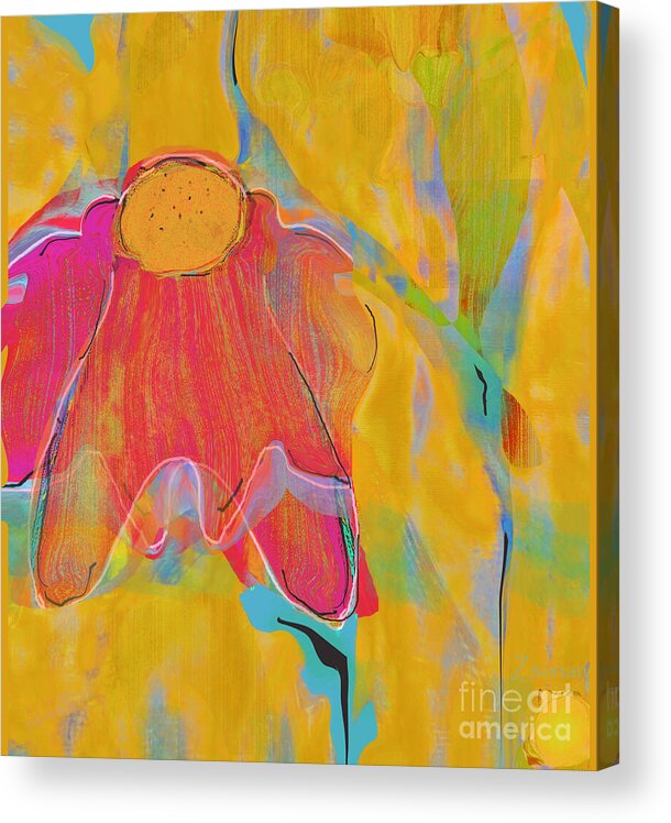 Square Acrylic Print featuring the mixed media Hearts In Flowers Wild and Free by Zsanan Studio
