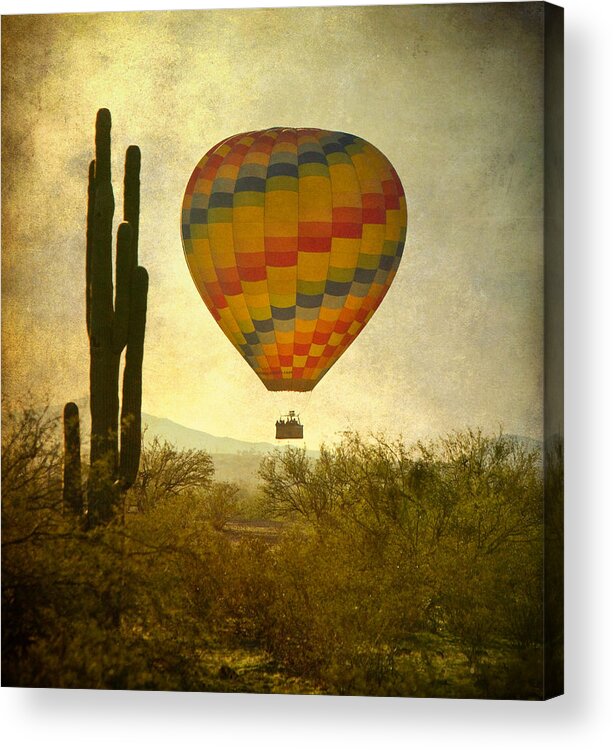 Arizona Acrylic Print featuring the photograph Hot Air Balloon Flight Over the Southwest Desert by James BO Insogna