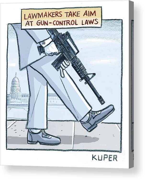 Lawmakers Take Aim At Gun-control Laws Acrylic Print featuring the drawing Lawmakers take aim at gun control laws by Peter Kuper