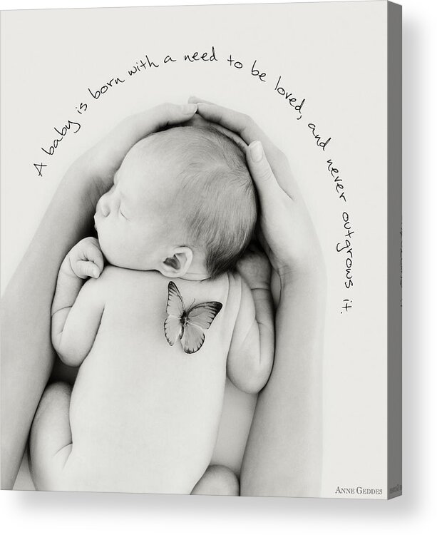 Words Acrylic Print featuring the photograph Loved by Anne Geddes
