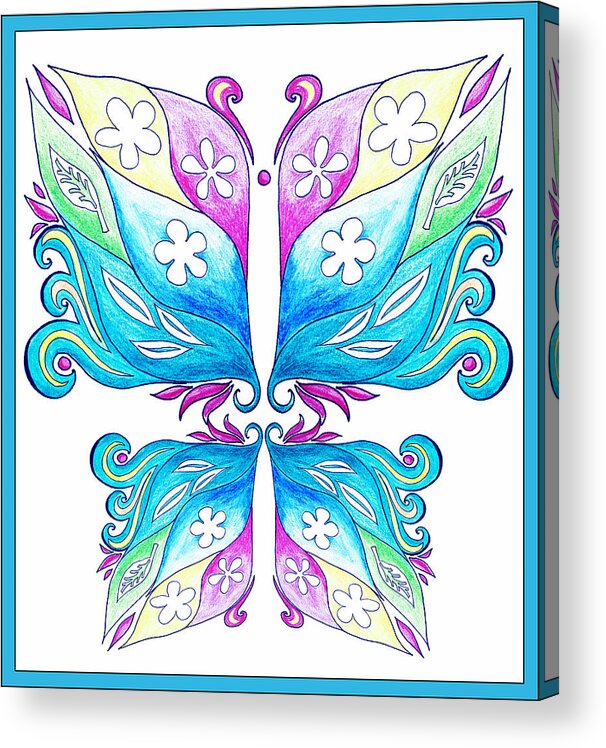 Butterfly Acrylic Print featuring the painting Magic Floral Butterfly Baby Blue by Irina Sztukowski