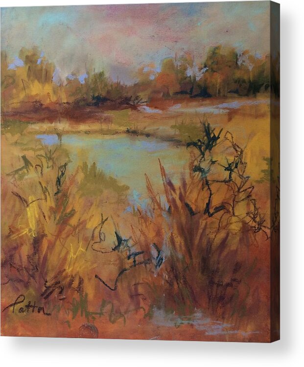 Marsh Acrylic Print featuring the painting Marsh memories by Karen Ann Patton