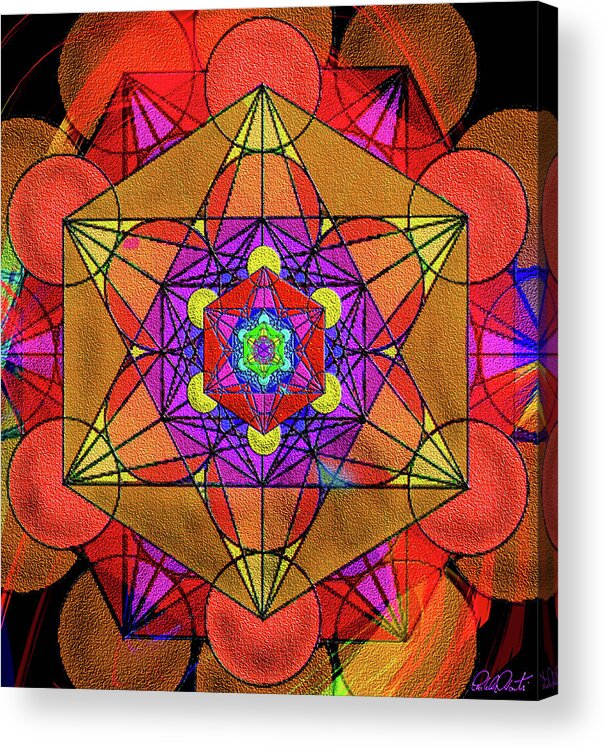 Sacred Acrylic Print featuring the mixed media Metatron's Cube - Autumn by Michele Avanti