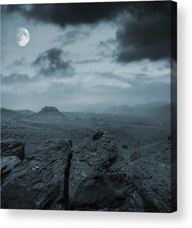 Abandoned Acrylic Print featuring the photograph Moonlit Desert by Jaroslaw Grudzinski