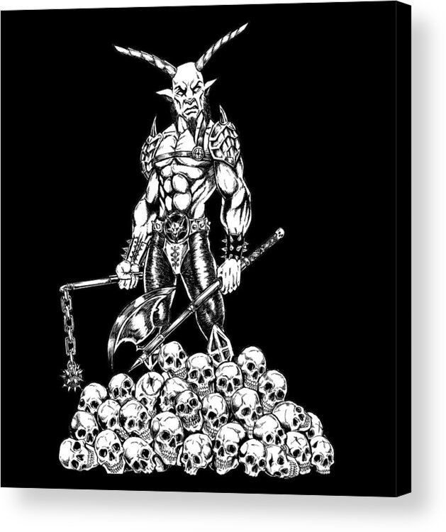 Goatlord Acrylic Print featuring the drawing Mountain Of Skulls by Alaric Barca