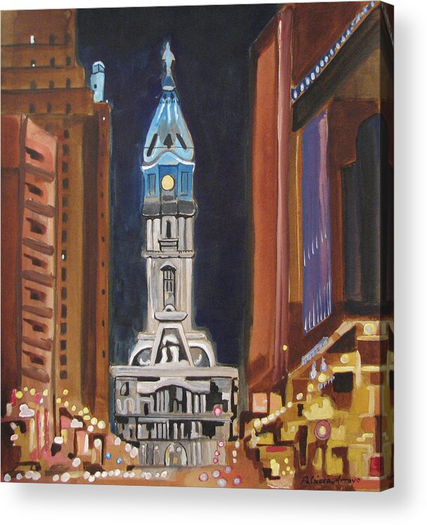 Landmarks Acrylic Print featuring the painting Philadelphia City Hall by Patricia Arroyo