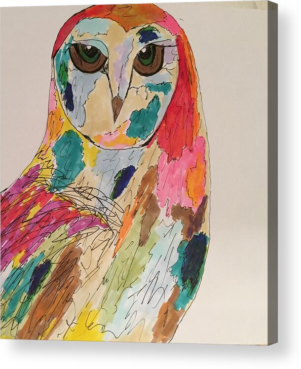 Owl Acrylic Print featuring the painting Rachael by M Stuart