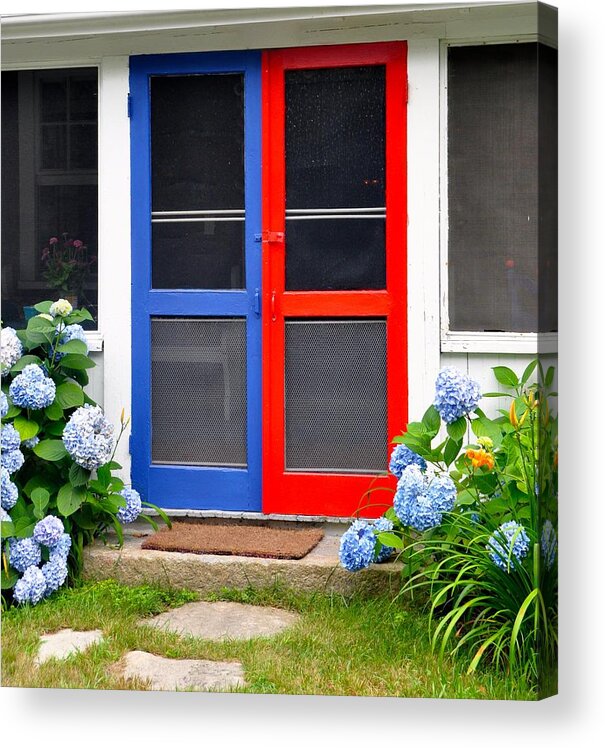 Door Acrylic Print featuring the photograph Red white and Blue by Sue Morris