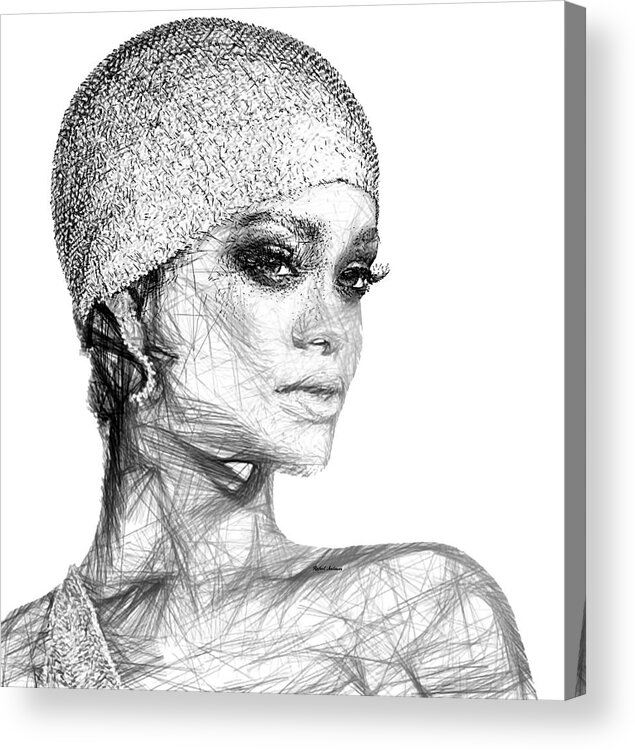 Rafael Salazar Acrylic Print featuring the digital art Rihanna by Rafael Salazar