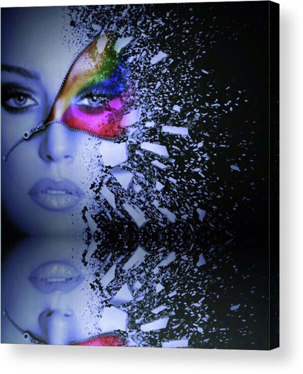 Portrait Acrylic Print featuring the digital art Shattered Reflection by Kathy Kelly