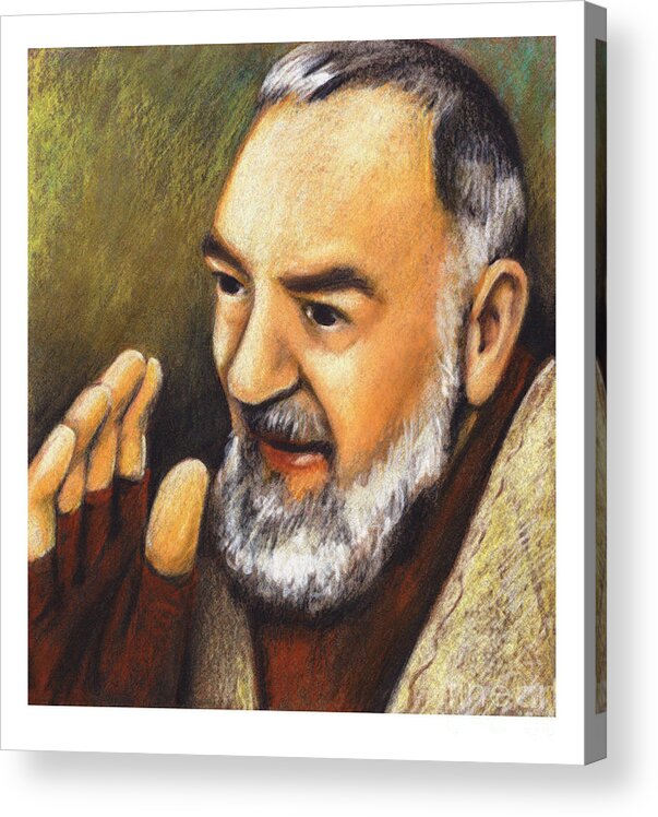 St. Padre Pio Acrylic Print featuring the painting St. Padre Pio of Pietrelcina - JLPIO by Julie Lonneman