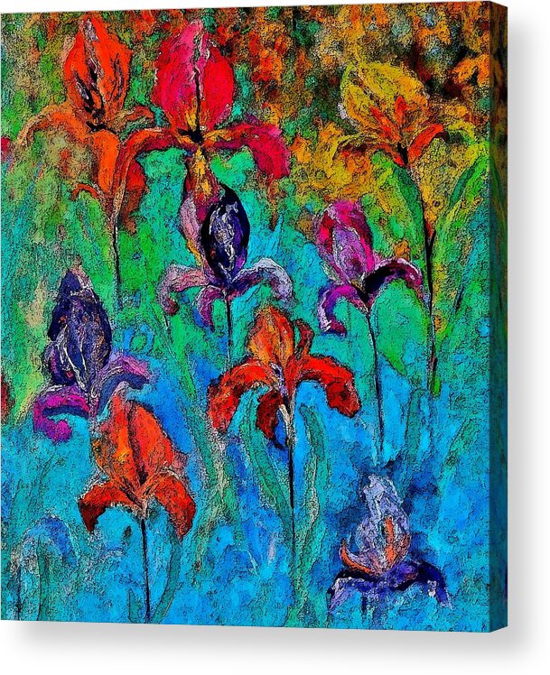 Flowers Acrylic Print featuring the painting Summer Flower Power Poster by Lisa Kaiser