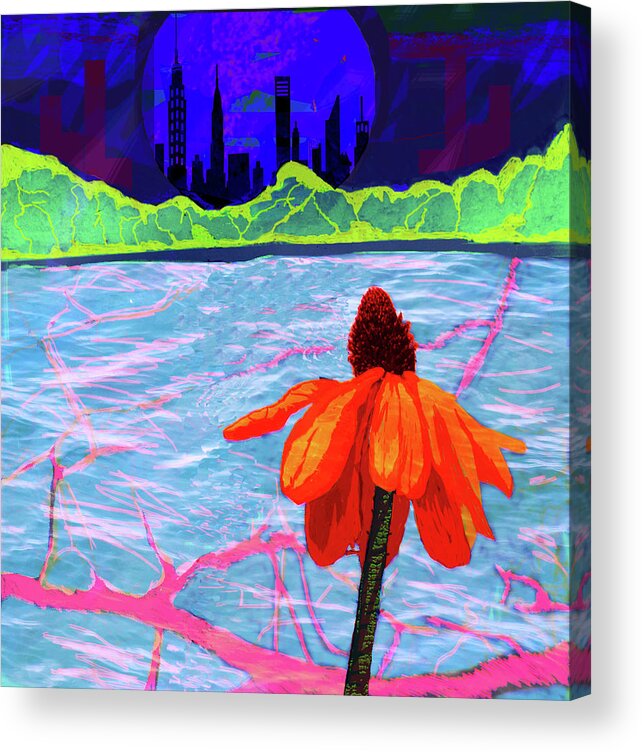 City Acrylic Print featuring the digital art Sun Flower in the City by Rod Whyte