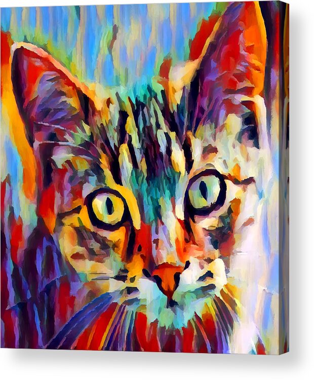 Tabby Acrylic Print featuring the painting Tabby Portrait by Chris Butler