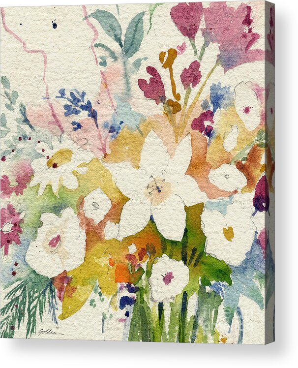 Floral Acrylic Print featuring the painting White Bouquet by Sheila Golden