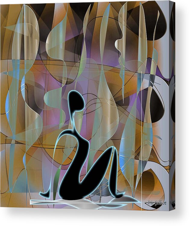 Abstract Design Acrylic Print featuring the digital art Yoga 7 by Iris Gelbart