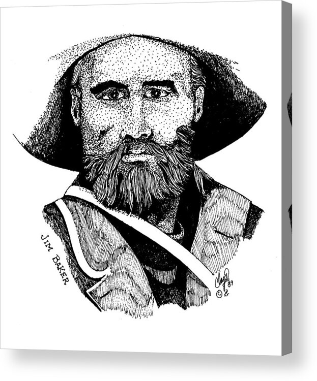 Mountain Man Acrylic Print featuring the drawing Young Jim Baker by Clayton Cannaday