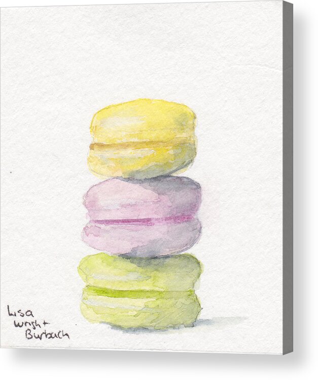 Macaron Acrylic Print featuring the painting Macaron #1 by Lisa Burbach