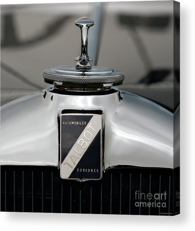 Vintage Acrylic Print featuring the photograph 1930s Talbot Radiator Ornament by Lucie Collins
