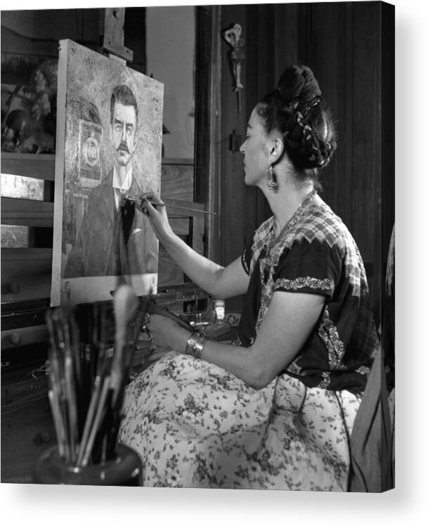 Artist Acrylic Print featuring the painting Frida Kahlo #2 by Gisele Freund