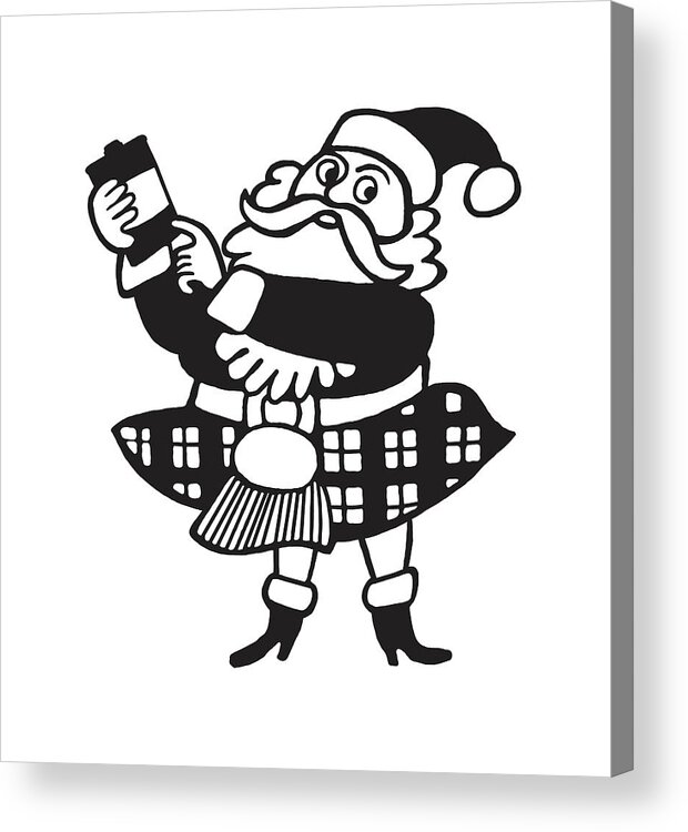 Accessories Acrylic Print featuring the drawing Scottish Santa #2 by CSA Images