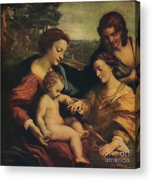 Oil Painting Acrylic Print featuring the drawing The Mystic Marriage Of St Catherine by Print Collector