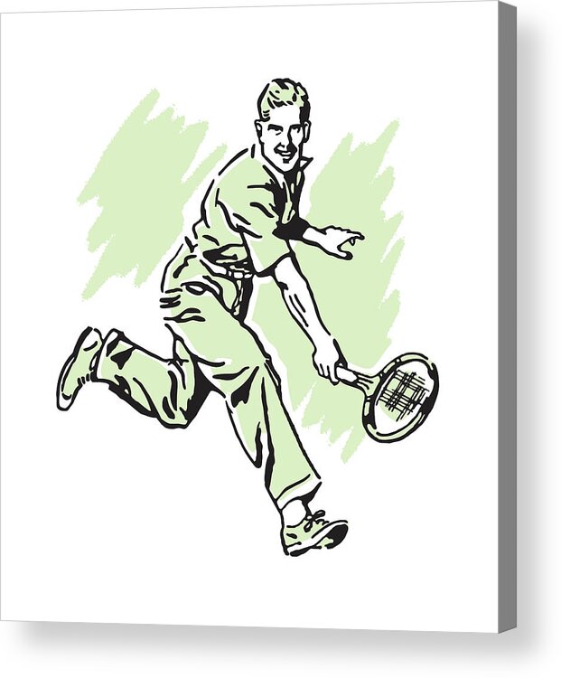 Action Acrylic Print featuring the drawing Man Playing Tennis #6 by CSA Images